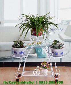 Kệ trang trí ba tầng có bánh xe hiện đại