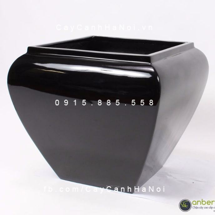Chậu Composite Anber trồng cây cao cấp | 1026 (Đen bóng)