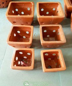 Chậu gốm vuông trồng lan Bát Tràng