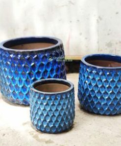 Chậu tổ ong gốm sứ Bát Tràng xanh coban