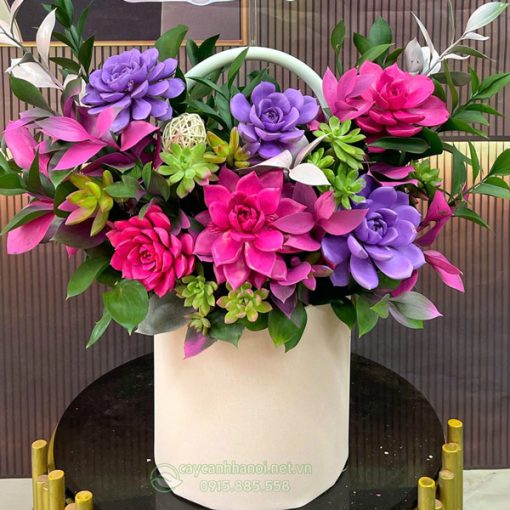 giỏ sen đá hồng mừng ngày quốc tế phụ nữ