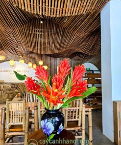 Bình hoa đỏ chuối rừng mang đến vẻ đẹp sang trọng