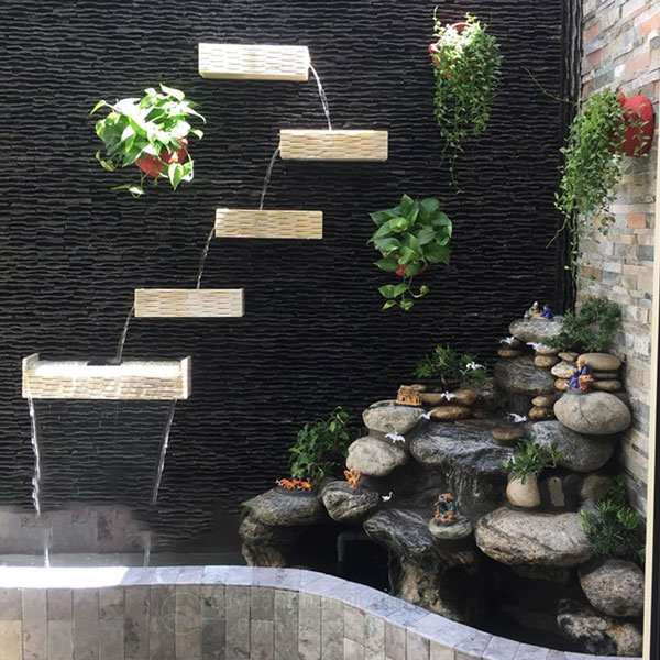 tieu-canh-thac-nuoc-trong-nha Tiểu cảnh thác nước phong thủy trong nhà
