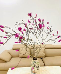 Cành mộc lan cắm bình trang trí phòng khách thu hút tài lộc