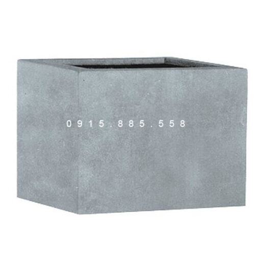 Chậu hoa composite Esteras Lincoln vuông thấp màu chì