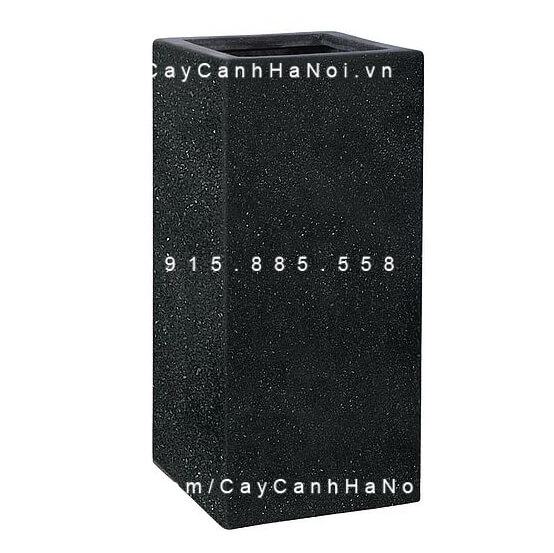 Chậu hoa nhựa trồng cây composite Esteras Weert trụ vuông đen